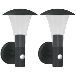 vidaXL Outdoor Wall Lights with Sensors - 2 pcs, Black vidaXL Outdoor Wall Lights with Sensors - 2 pcs, Black