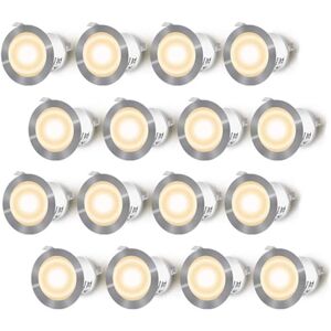 MEMKEY Set of 16 led recessed spotlights for wooden terrace, waterproof IP67, recessed spotlights for outdoor use, 0.6W DC12V, warm white light, mini lamp MEMKEY Set of 16 led recessed spotlights for wooden terrace, waterproof IP67, recessed spotlights for outdoor use, 0.6W DC12V, warm white light, mini lamp