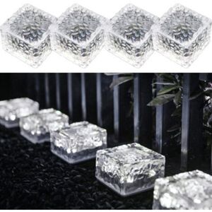 TEHTUY Pack of 4 cool white PVC brick solar lights, LED solar brick lights with light sensor, on/off solar lights for outdoor garden decoration TEHTUY Pack of 4 cool white PVC brick solar lights, LED solar brick lights with light sensor, on/off solar lights for outdoor garden decoration