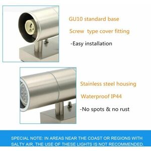 HOOPZI PIR Up Down Mains Powered Outdoor Motion Sensor Wall Lights IP44 Stainless Steel Wall Light Garden Security Lights + 7W Cool White LED Bulbs HOOPZI PIR Up Down Mains Powered Outdoor Motion Sensor Wall Lights IP44 Stainless Steel Wall Light Garden Security Lights + 7W Cool White LED Bulbs