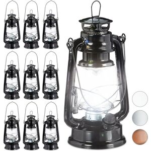 Set of 10 Relaxdays LED Storm Lamps, Retro Lantern as Window Decoration or for the Garden, Battery Powered, Black Set of 10 Relaxdays LED Storm Lamps, Retro Lantern as Window Decoration or for the Garden, Battery Powered, Black