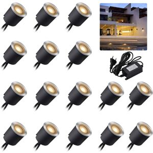 AOUGO Set of 16 recessed led spotlights - 12 v - warm white - IP67 - waterproof - 0.6 w - diameter: 32 mm - for indoors and outdoors - 2800 k - warm white AOUGO Set of 16 recessed led spotlights - 12 v - warm white - IP67 - waterproof - 0.6 w - diameter: 32 mm - for indoors and outdoors - 2800 k - warm white