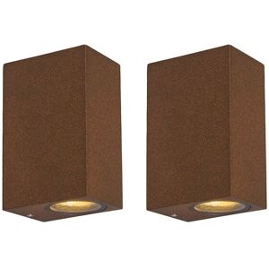 Qazqa Rustic Set of 2 Industrial Oxide Wall Lights - Baleno II Qazqa Rustic Set of 2 Industrial Oxide Wall Lights - Baleno II