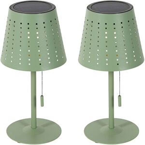 Qazqa - Set of 2 Table Lamps Green Incl. led 3-Step Dimmable Rechargeable and Solar - Ferre Qazqa - Set of 2 Table Lamps Green Incl. led 3-Step Dimmable Rechargeable and Solar - Ferre