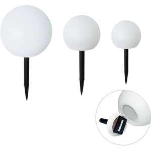 QAZQA Set of 3 White Outdoor Floor Lamps Incl. led Solar IP44 - Ludger QAZQA Set of 3 White Outdoor Floor Lamps Incl. led Solar IP44 - Ludger
