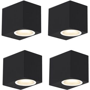 Qazqa Modern Baleno I 4-Pack Wall Lights - Black IP44 Qazqa Modern Baleno I 4-Pack Wall Lights - Black IP44