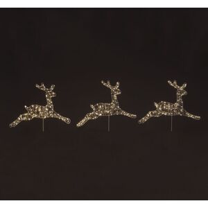 Snowtime - Set of 3 Christmas Reindeer Stake Lights With 300 Warm White Led's Snowtime - Set of 3 Christmas Reindeer Stake Lights With 300 Warm White Led's
