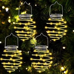 MUMU Solar Lantern Outdoor Garden, Pack of 4 80 led Solar Spiral Lights Metal Solar Hanging Lamp IP65 Waterproof Solar Lantern for Garden, Patio, Porch, MUMU Solar Lantern Outdoor Garden, Pack of 4 80 led Solar Spiral Lights Metal Solar Hanging Lamp IP65 Waterproof Solar Lantern for Garden, Patio, Porch,