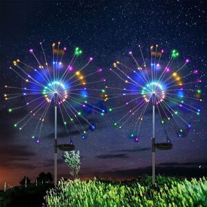 TINOR Solar Lights Outdoor, 2 Pieces 150 LED Solar Firework Lights, 2 Modes Solar for Outdoor Patio Lawn Christmas Decor (Multicolor) TINOR Solar Lights Outdoor, 2 Pieces 150 LED Solar Firework Lights, 2 Modes Solar for Outdoor Patio Lawn Christmas Decor (Multicolor)