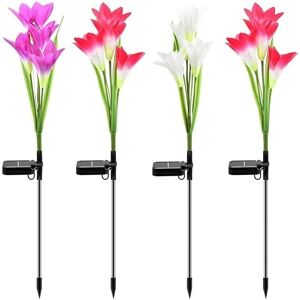 GOTRAYS Solar Lights Outdoor Garden, Color Changing with 16 Larger Solar Lily Flowers, IP65 Waterproof Solar Lamp for Garden, Patio, Pathway Decoration, 4 GOTRAYS Solar Lights Outdoor Garden, Color Changing with 16 Larger Solar Lily Flowers, IP65 Waterproof Solar Lamp for Garden, Patio, Pathway Decoration, 4