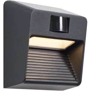Qazqa - Wall Lamp Black Incl. led IP54 with Motion Sensor Solar - Border Qazqa - Wall Lamp Black Incl. led IP54 with Motion Sensor Solar - Border