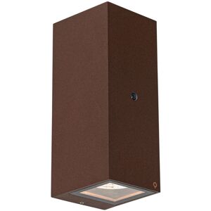 QAZQA Wall lamp rust brown 2-light GU10 AR70 IP44 with light-dark sensor - Baleno QAZQA Wall lamp rust brown 2-light GU10 AR70 IP44 with light-dark sensor - Baleno