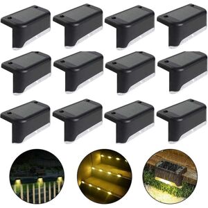 Linghhang - Waterproof Solar Fence Light, (Warm Light-Black, 12 pcs) Solar Deck Light, Stair Light, IP65 led Solar Garden Lights for Patio Stair Linghhang - Waterproof Solar Fence Light, (Warm Light-Black, 12 pcs) Solar Deck Light, Stair Light, IP65 led Solar Garden Lights for Patio Stair