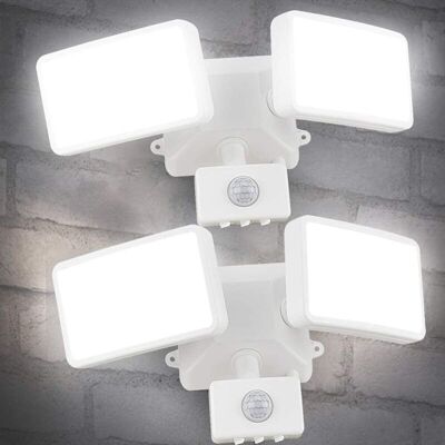 WOIYIC 2 Pack 20W LED Spotlights with 180° Motion Sensor - Double Head - Multi-Angle Adjustable - 5.11 x 3.14 Inch - IP65 Waterproof LED Ass Lamp for WOIYIC 2 Pack 20W LED Spotlights with 180° Motion Sensor - Double Head - Multi-Angle Adjustable - 5.11 x 3.14 Inch - IP65 Waterproof LED Ass Lamp for
