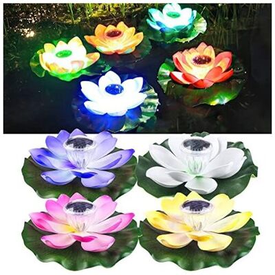 WDDNAOT 4 Pieces Floating Pond Lotus Lamp, Solar Light Sensor Lights, Outdoor Waterproof Lawn Lights, Swimming Pool Decorative Lights, Pond Lights (Color) WDDNAOT 4 Pieces Floating Pond Lotus Lamp, Solar Light Sensor Lights, Outdoor Waterproof Lawn Lights, Swimming Pool Decorative Lights, Pond Lights (Color)