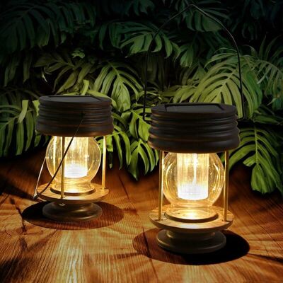 HOOPZI Outdoor Garden Solar Lantern Decorative Waterproof IP44 Set of 2 Vintage Hanging Solar Lanterns led Lights Table Lamp for Tree Patio Lawn Hallway HOOPZI Outdoor Garden Solar Lantern Decorative Waterproof IP44 Set of 2 Vintage Hanging Solar Lanterns led Lights Table Lamp for Tree Patio Lawn Hallway