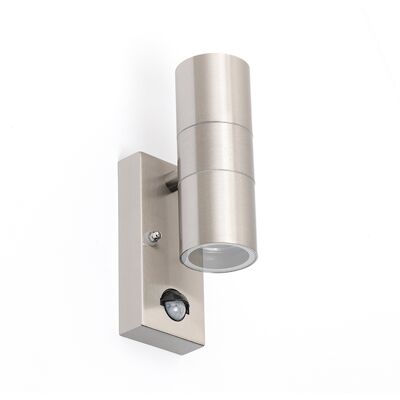 QAZQA Stainless Steel Wall Light with Motion Sensor - Modern IP44 Exterior Lamp QAZQA Stainless Steel Wall Light with Motion Sensor - Modern IP44 Exterior Lamp