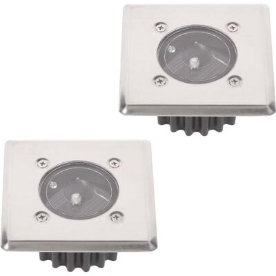 OEM Set Of 2 Led Solar Recessed Floor Lights – Square – 8.5 X 8.5 Cm – Stainless Steel – 2 Recessed Lights – Ip44 OEM Set Of 2 Led Solar Recessed Floor Lights – Square – 8.5 X 8.5 Cm – Stainless Steel – 2 Recessed Lights – Ip44