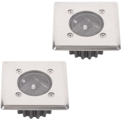 BEIJIYI Set of 2 led solar recessed floor lights – Square – 8.5 x 8.5 cm – Stainless steel – 2 recessed lights – IP44 BEIJIYI Set of 2 led solar recessed floor lights – Square – 8.5 x 8.5 cm – Stainless steel – 2 recessed lights – IP44