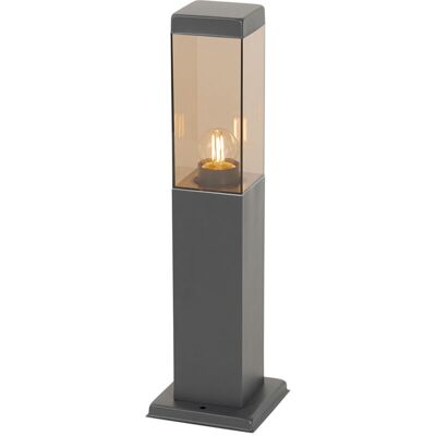 Qazqa - Smart Outdoor Post Light Dark Grey with Smoke 45 cm incl. WiFi P45 - Malios Qazqa - Smart Outdoor Post Light Dark Grey with Smoke 45 cm incl. WiFi P45 - Malios