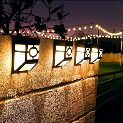 DEWDAT Waterproof Wireless Solar Powered led Outdoor Lighting Sensor Wall Sconce for Garden, Patio, Porch, Halloween (Set of 4/Warm White) DEWDAT Waterproof Wireless Solar Powered led Outdoor Lighting Sensor Wall Sconce for Garden, Patio, Porch, Halloween (Set of 4/Warm White)