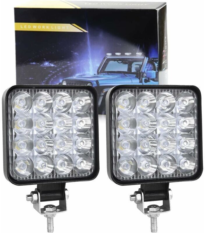 Orchidée - 2 Pcs Square led work light , 3.3 inch mini 48W 12V 24V led work light, flood light work lights for offroad Car trucks suv 4x4 tractor ,
