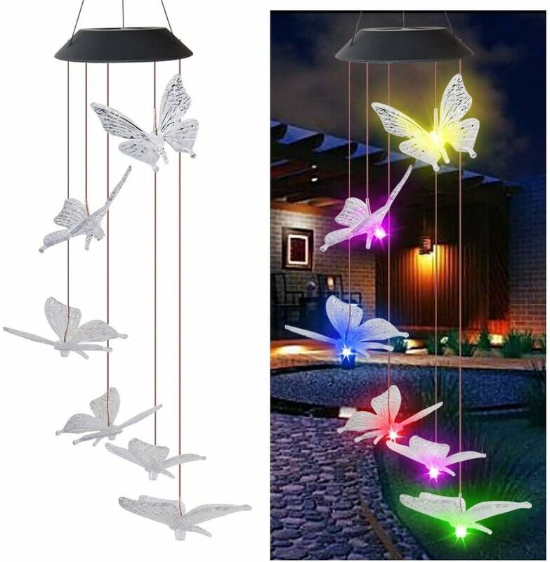 BRIDAY 2021 Solar led Wind Chime Light Surprise Gift for Friends Moms Daughter Hanging Garden Spinner Color Changing Lamp Outdoor String Lights
