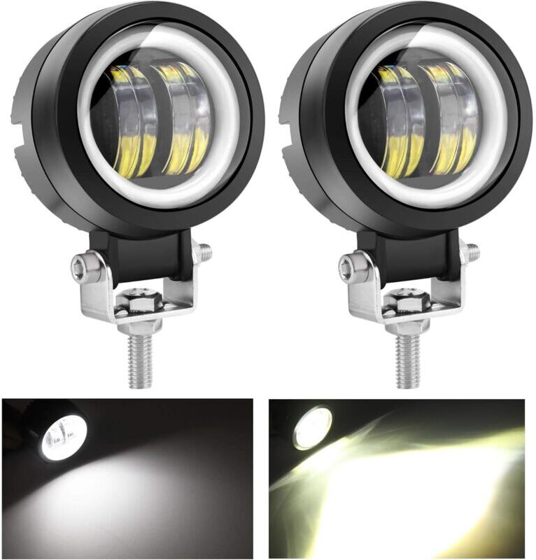Tinor - 20W led Fog Lights Offroad Angel Eye Daytime Running Lights, Waterproof led Work Light for Truck suv atv Motorcycle Tractor Boat