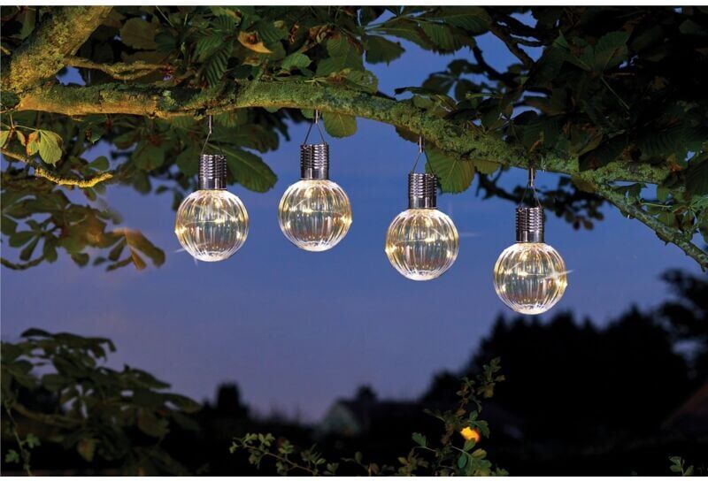 Smart Garden - 4 x Eureka Orb Hanging Solar Light Bulb Lantern Tree led Firefly
