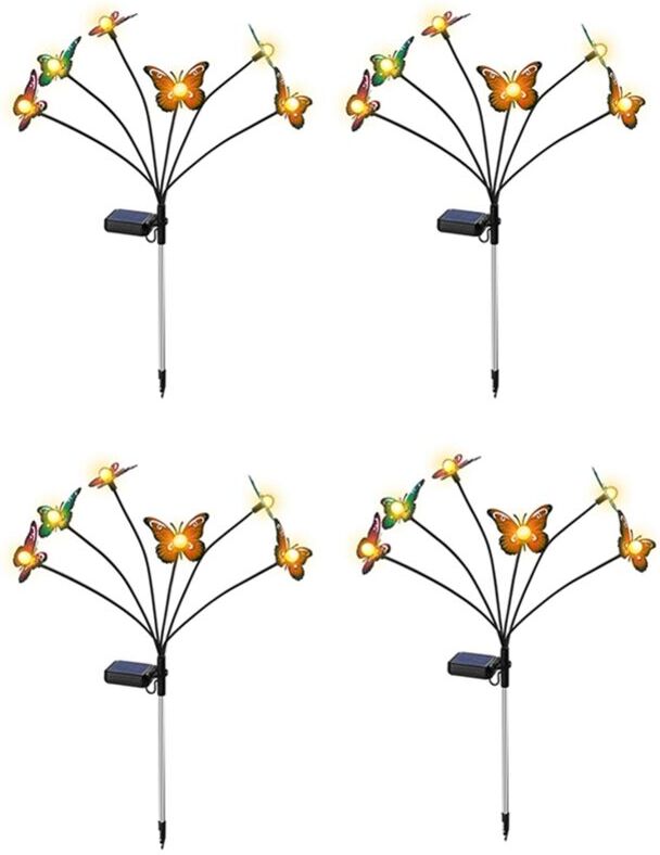 Tlily - 4PCS Solar Garden Lights Swaying Light, 6LED Sway By Wind