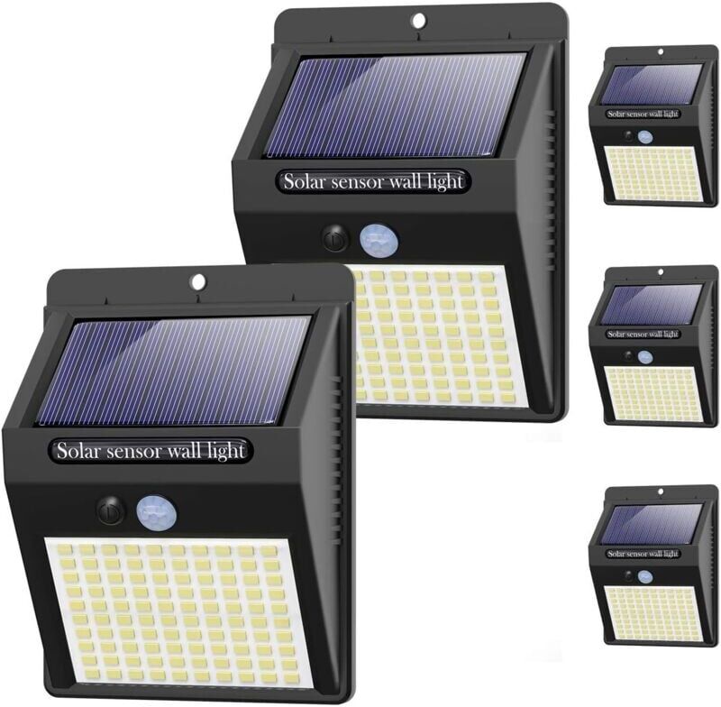 TINOR 【5 Pack】Solar Lights Outdoor, 3 Modes Outdoor Lamp Motion Sensor 100 LED Waterproof Solar Light Outdoor Lighting Powerful Solar Floodlight Security