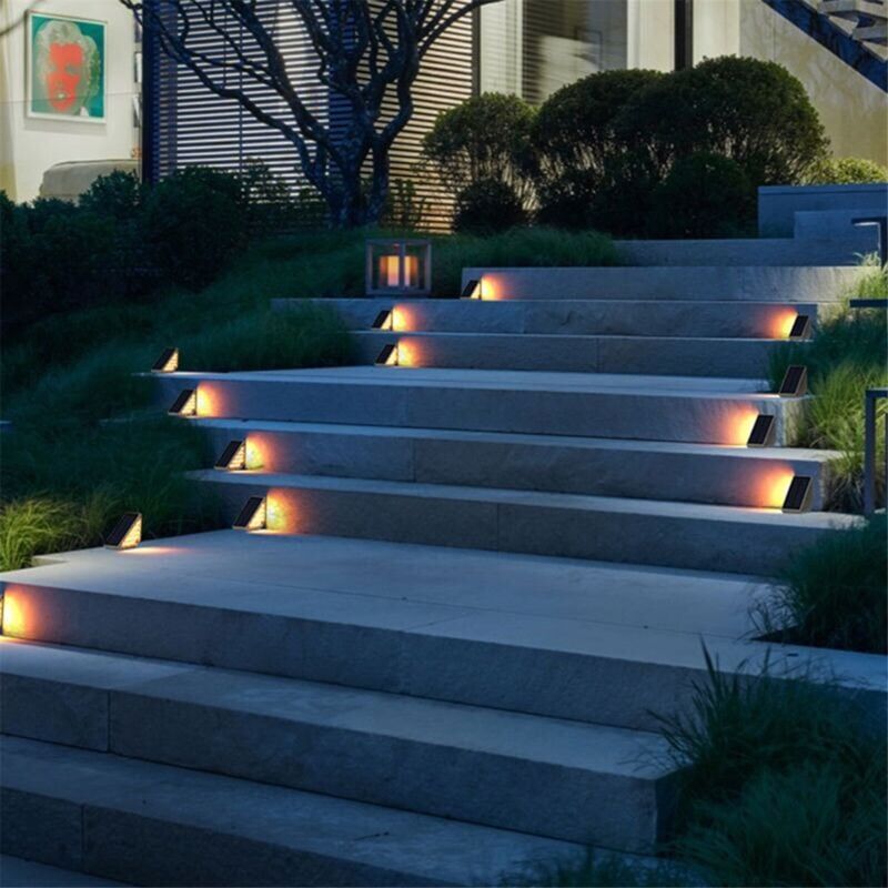 TLILY 6Pack Solar Step Lights for Outside Waterproof, Outdoor Deck Steps Lights, Triangle Stair Front Porch