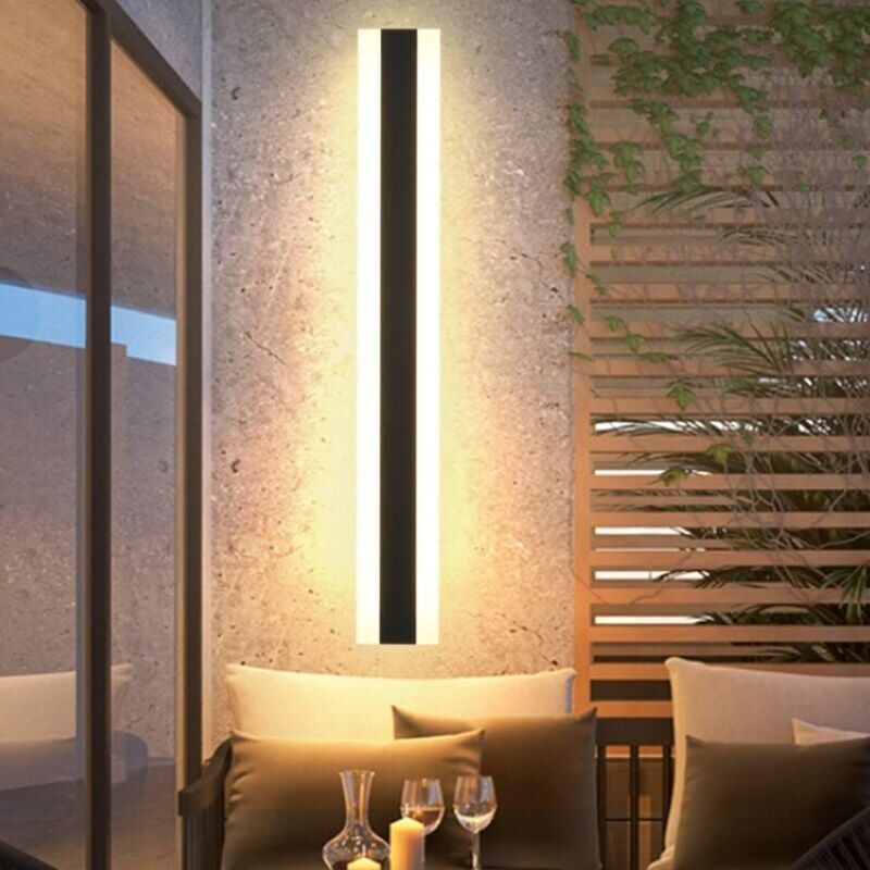 Ikodm - led Long Wall Lamp Villa Wall Light Villa Porch Outdoor Wall Lamp IP65 Waterproof Wall Lights Black Long Strip Light Outdoor Wall Lamp-60CM,