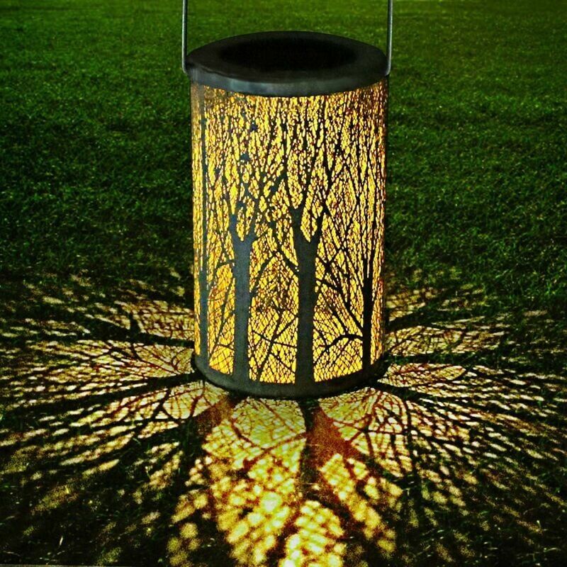 DEWDAT Led Solar Lantern, Outdoor Hanging Light Decorative Lighting Vintage Metal Waterproof IP44 of Moroccan Silhouette for Garden Patio Lawn Hallway