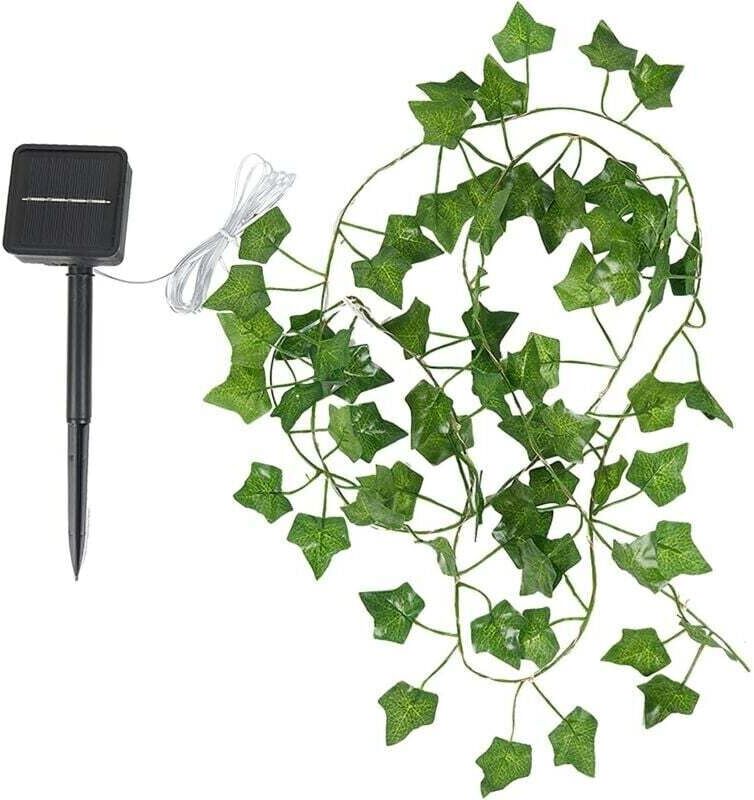 Led Solar String Lights, Artificial Ivy Leaf Lamp, 8 Modes, Waterproof Solar Powered Maple Leaves for Garden, Patio, Yard, Party (10m, 100 LEDs) Mumu