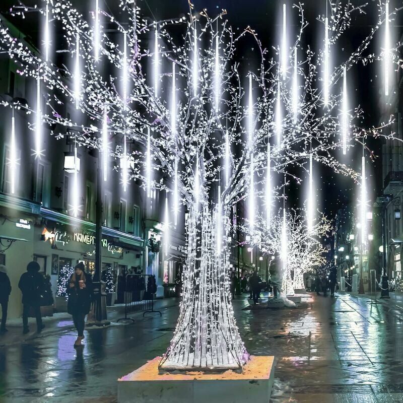 DEWDAT Meteor Shower Lights Christmas Lights led Meteor Lights Waterproof 30cm 10 Tubes Waterfall Falling Raindrop Lights