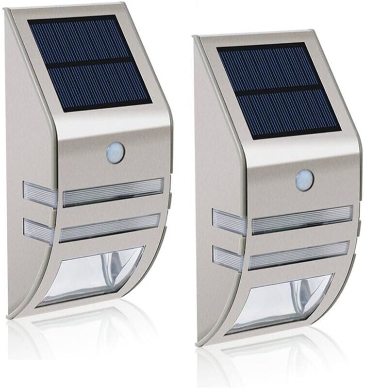 TONCHEAN MianBaoShu 2 Pack led Solar Lights Waterproof Stainless Steel Wall Lights Outdoor Motion Sensor 90° Wide Angle Lighting for Garden Patio Pathway etc.