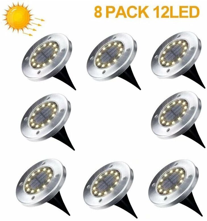 HOOPZI Outdoor Solar Garden Light 8 Pack 12 LED Solar Floodlight Outdoor Solar Garden warm light IP65