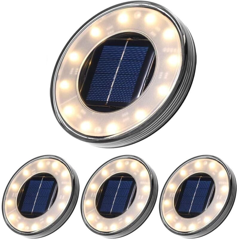 IKODM Pack LED Solar Street Lights 12 LEDs Outdoor Lighting Waterproof IP68 Street Lamps Buried Light for Pathway Garden Patio Yard Lawn (Warm White)