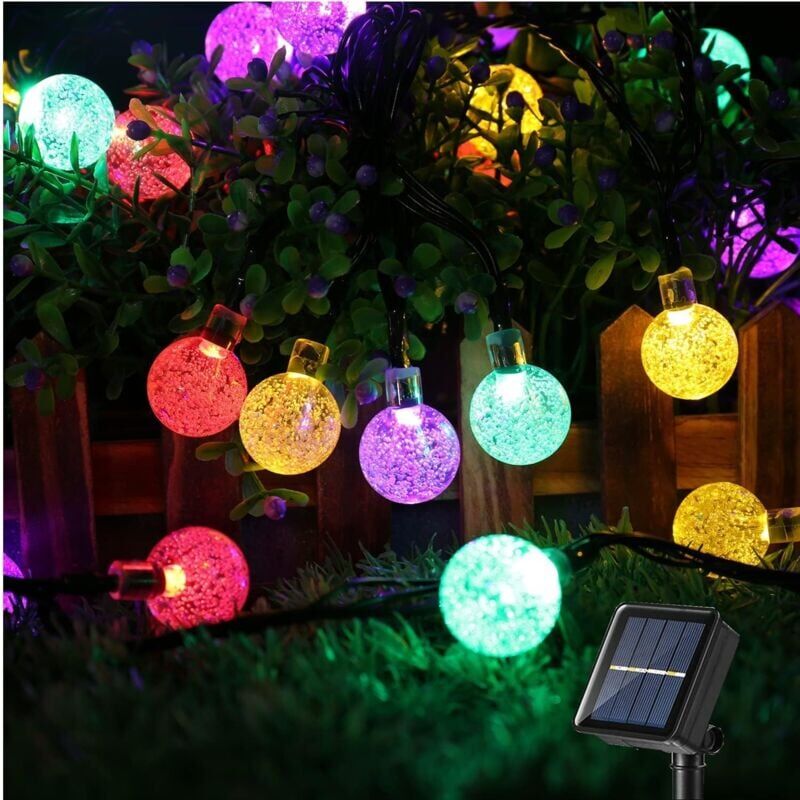TONCHEAN Solar Outdoor String Lights, 12M 100LED Crystal Ball Solar String Lights 8 Modes IP65 Waterproof with Remote Control Solar Outdoor Garden for