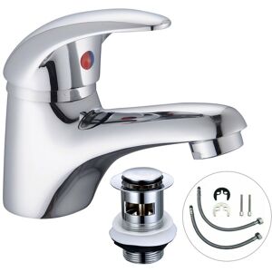 BUYAPARCEL Cloakroom Basin Mixer Tap Chrome Basin Sink Mono Bathroom + Fixings + Waste