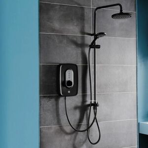 Danzi DuElec Electric Shower Black 9.5kW Modern Rainfall Head Handset - Black - Triton