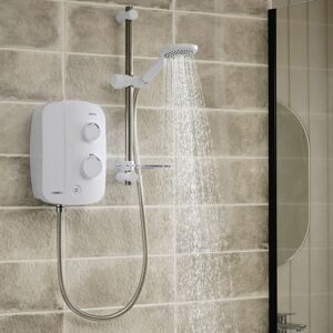 Silent Thermostatic Electric Power Shower Bathroom White Chrome TAS2000SR - White - Triton