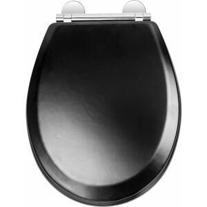 Croydex - Wooden Toilet Seat Soft Close Flexi Fit Bathroom Luxury Accessory Matt Black - Black
