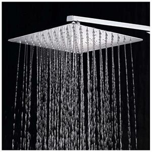 10 inch /25cm Fixed Square Shower Head, Chrome 304 Stainless Steel Fixed Diffuser Shower Head, Bathroom Accessories Groofoo