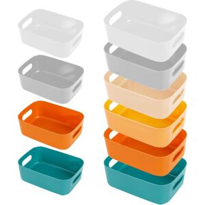 HÉLOISE 10Pcs Plastic Storage Baskets Storage Boxes Bathroom Storage Basket Small Baskets with Plastic Handles Storage Bin for Kitchen Cupboard Office