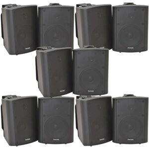 LOOPS 10x 90W Black Wall Mounted Stereo Speakers 5.25' 8Ohm Quality Home Audio Music