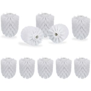 Set of 10 Relaxdays Toilet Brush Heads, Loose Toilet Brushes, 12 mm Threads, Replacement Heads, Diameter 7 cm, White