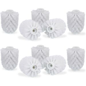 Relaxdays Toilet Brush Head Set of 10, Loose Toilet Brushes, 9.5 mm Threads, Replacement Heads, Diameter 7 cm, White