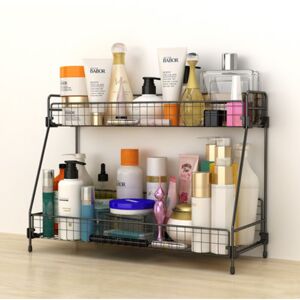 Livingandhome - 2 Tier Large Iron Wire Countertop Storage Shelf for Bathroom